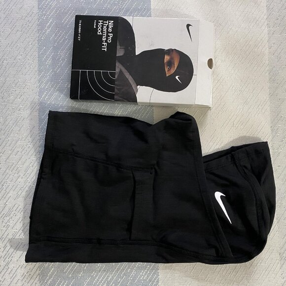 Nike Pro Therma-FIT Hood Black Unisex OSFA Thermal Balaclava Cold Weather - Picture 4 of 7